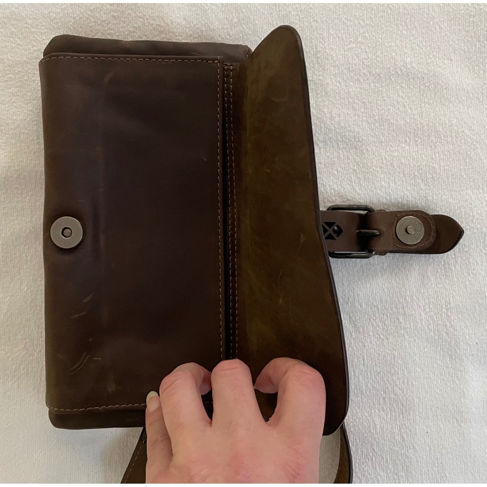 Oaxum La Talabarteria Brown Distressed Leather Crossbody Bag Rustic Travel Boho‎ - Picture 11 of 16